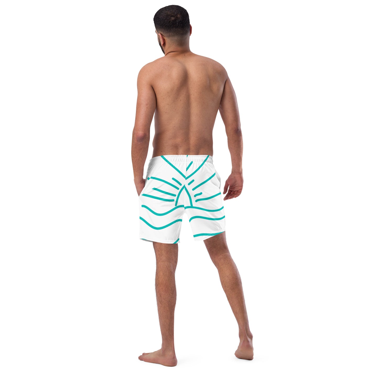 YnGuns™ "Wet & Wild" White Retro Swim Trunks