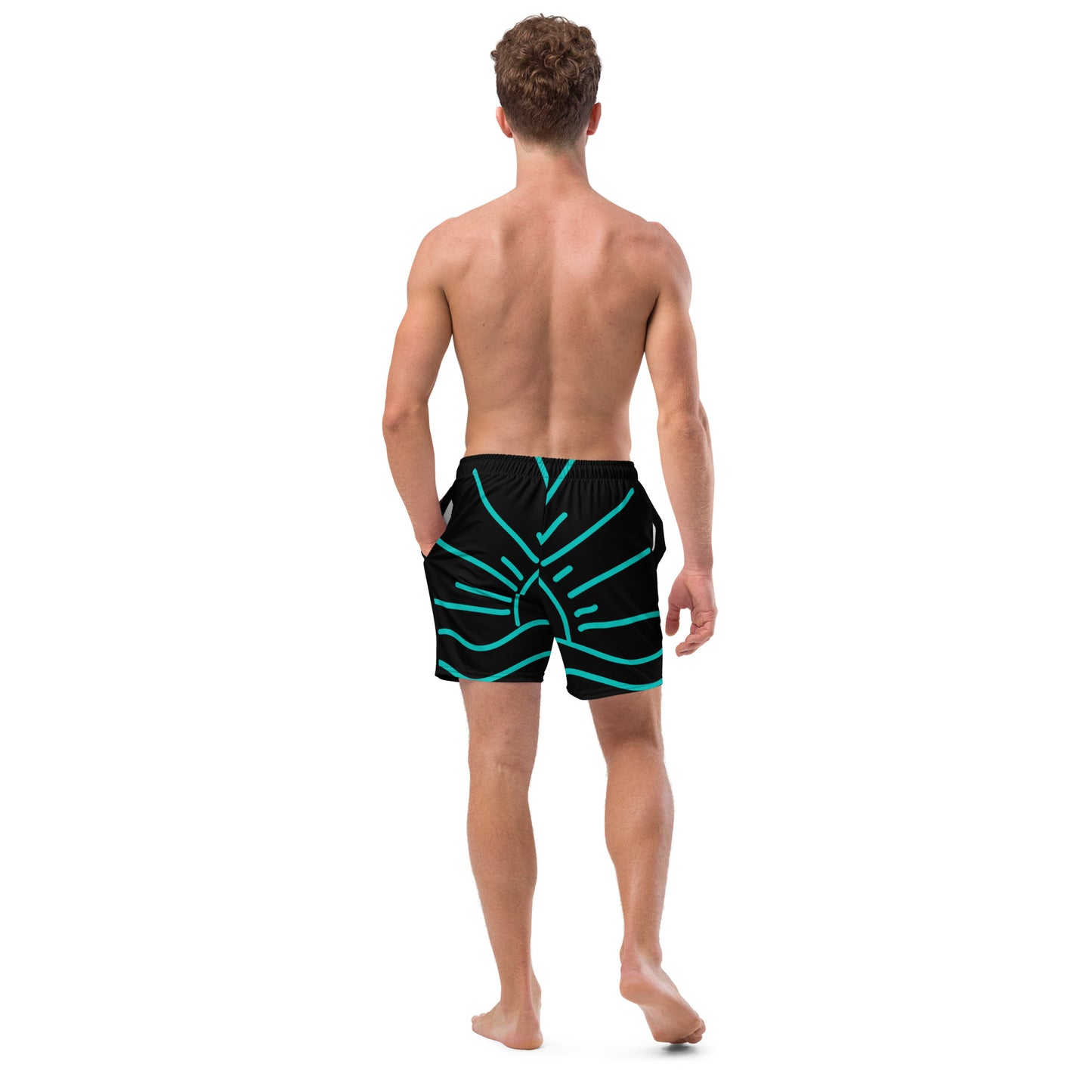 YnGuns™ "Wet & Wild" Black Retro Swim Trunks