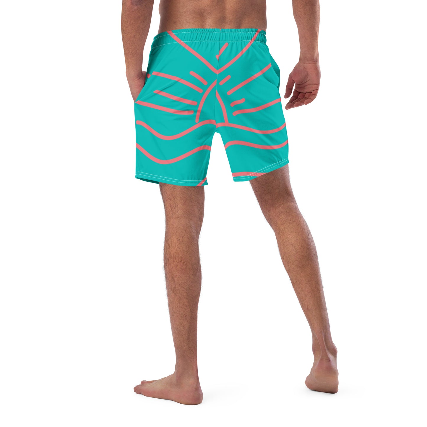 YnGuns™ "Wet & Wild" Blue Retro Swim Trunks