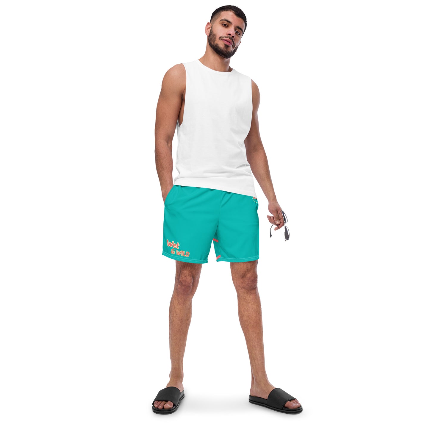 YnGuns™ "Wet & Wild" Blue Retro Swim Trunks