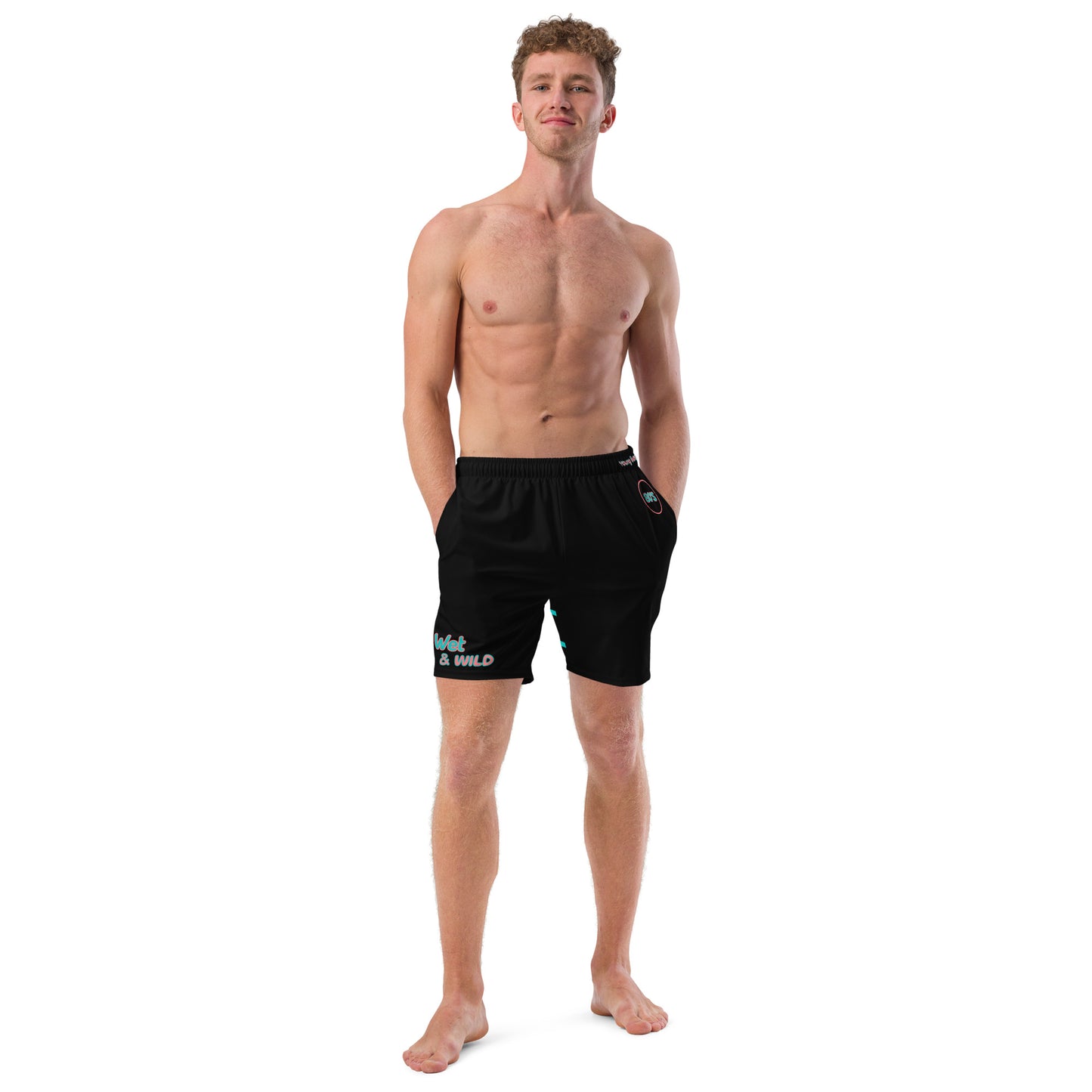 YnGuns™ "Wet & Wild" Black Retro Swim Trunks