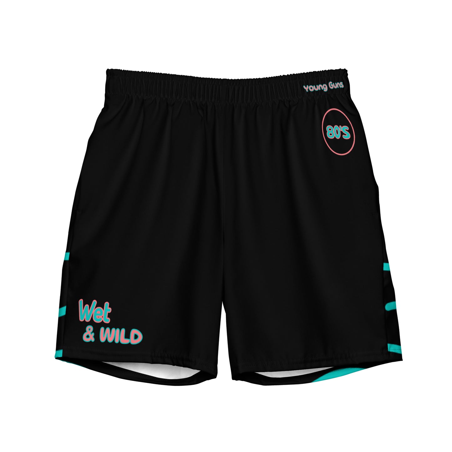 YnGuns™ "Wet & Wild" Black Retro Swim Trunks