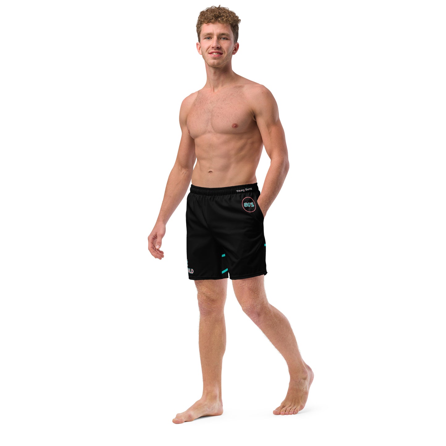 YnGuns™ "Wet & Wild" Black Retro Swim Trunks