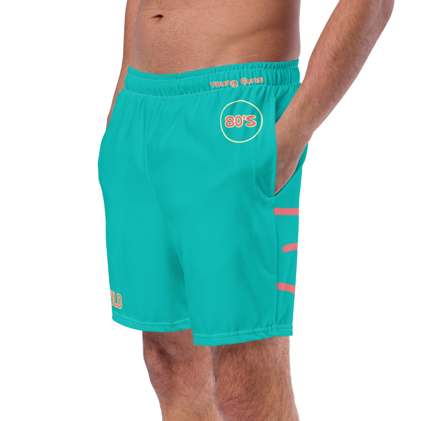 YnGuns™ "Wet & Wild" Blue Retro Swim Trunks