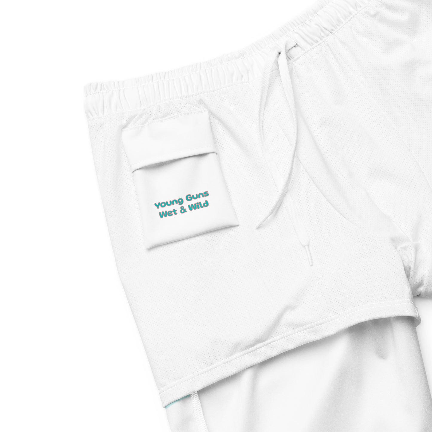 YnGuns™ "Wet & Wild" White Retro Swim Trunks