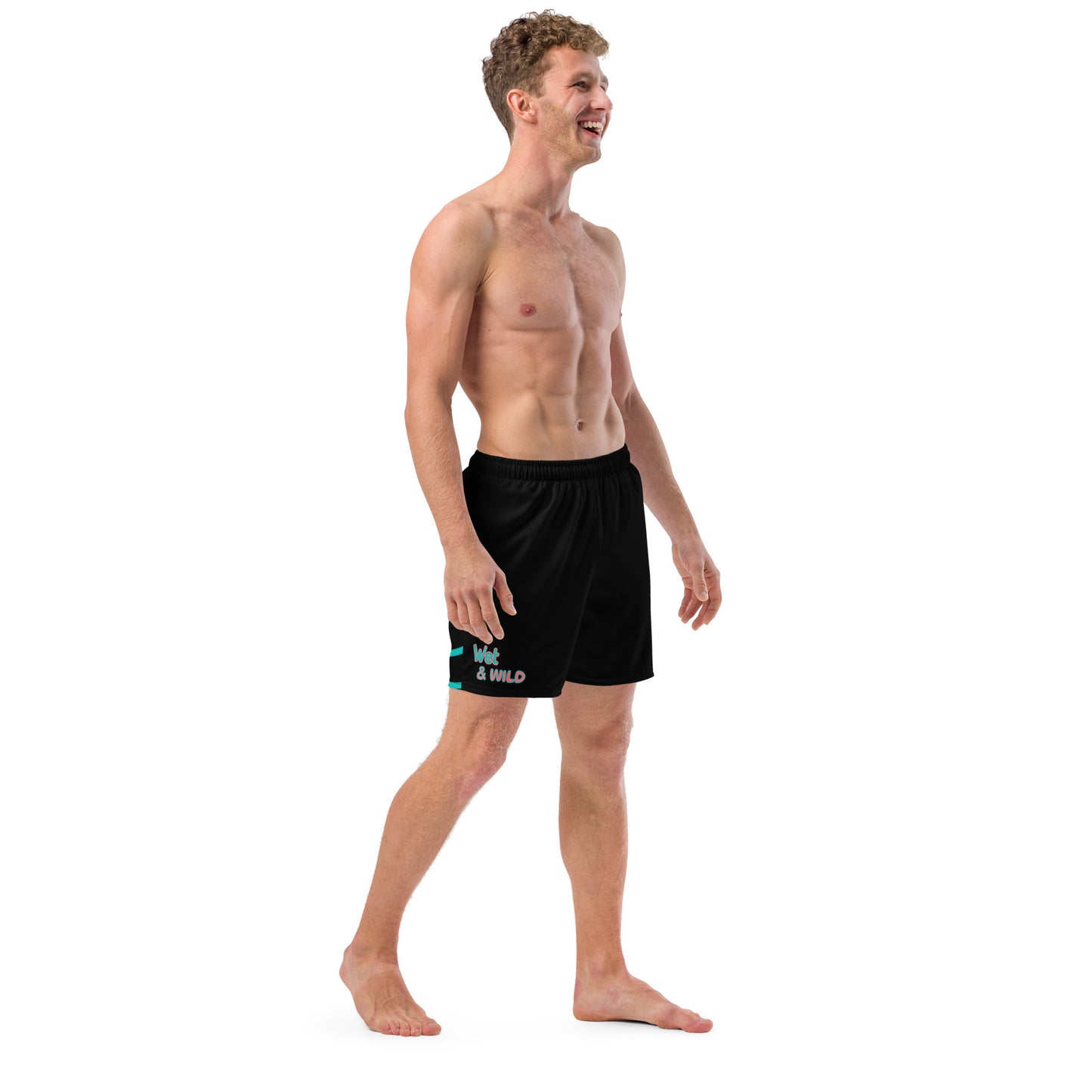 YnGuns™ "Wet & Wild" Black Retro Swim Trunks