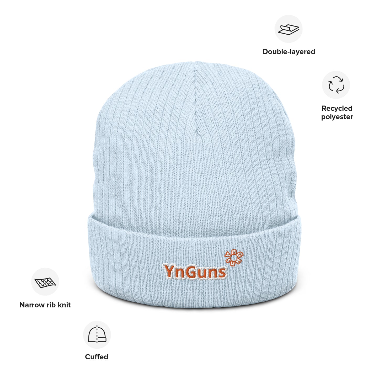 Gorros de punto acanalado bordados YnGuns™