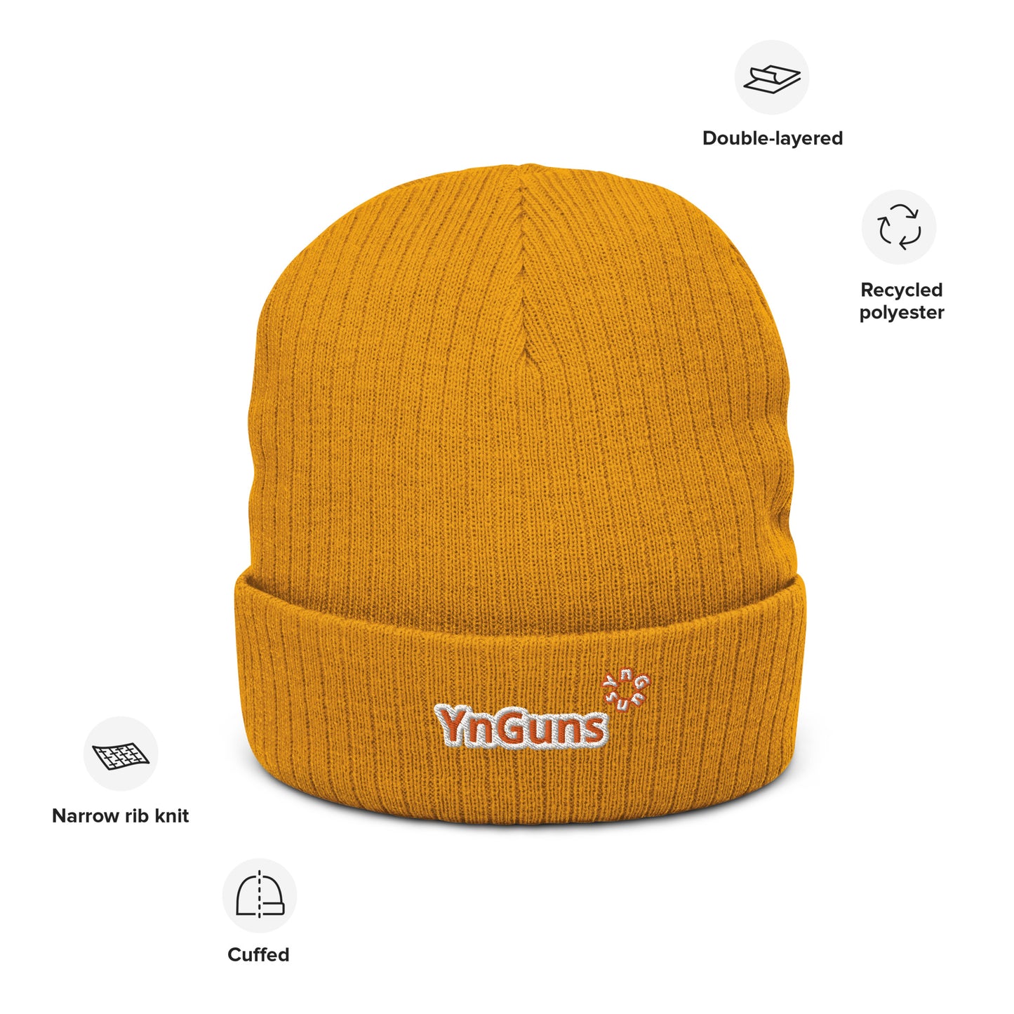 Gorros de punto acanalado bordados YnGuns™