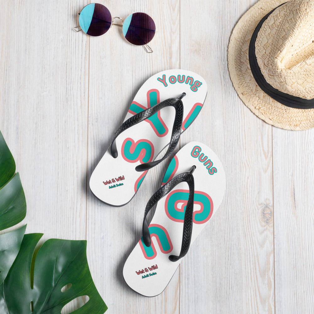 YnGuns™ 80'S Retro Beachside Flip Flops