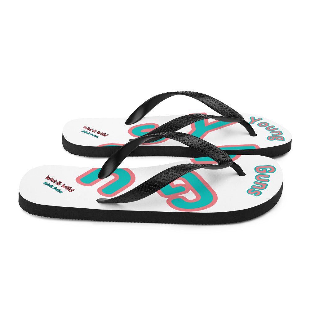 YnGuns™ 80'S Retro Beachside Flip Flops