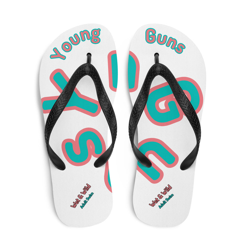 YnGuns™ 80'S Retro Beachside Flip Flops