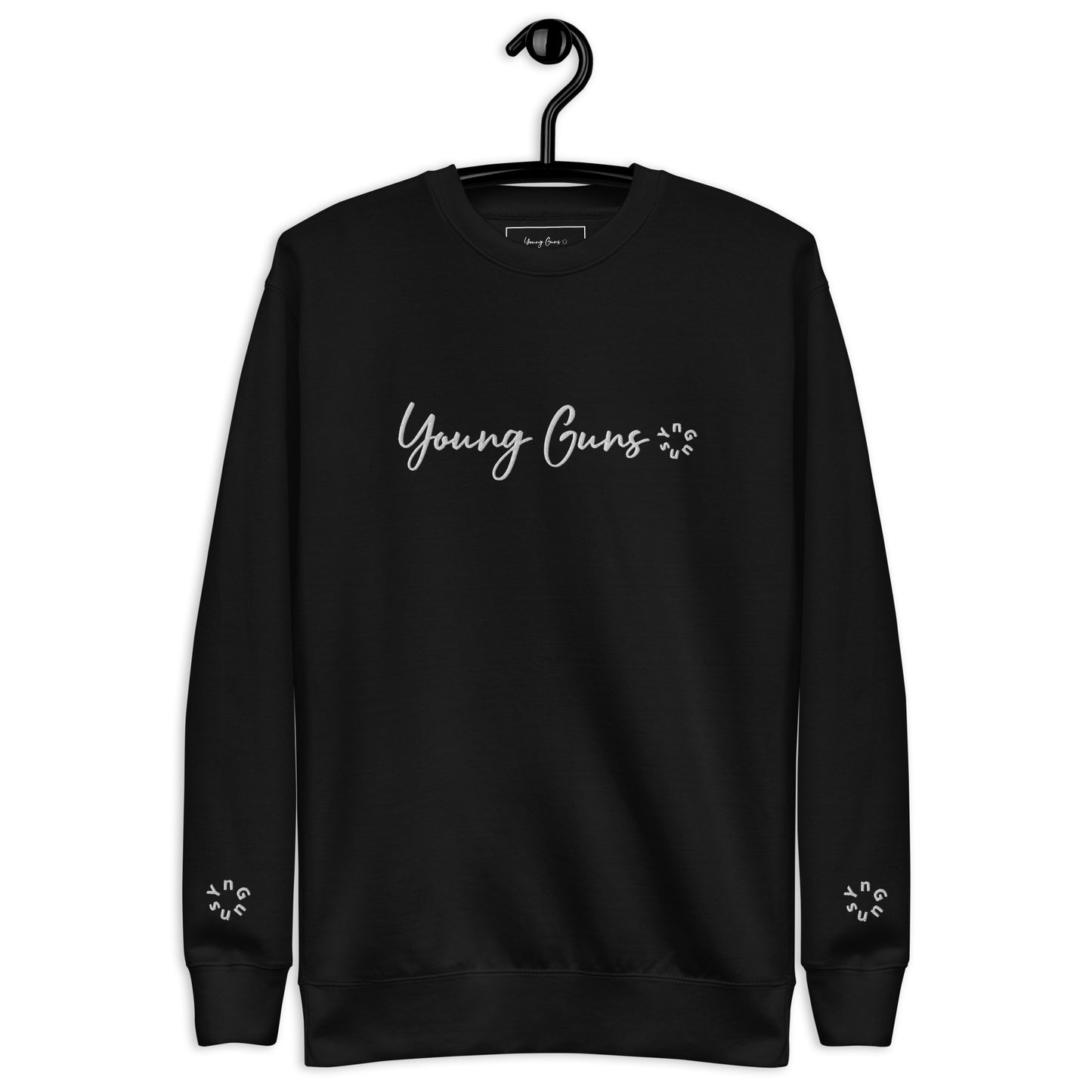 YnGuns™ Premium White Embroidered "Young Guns" Sweatshirt