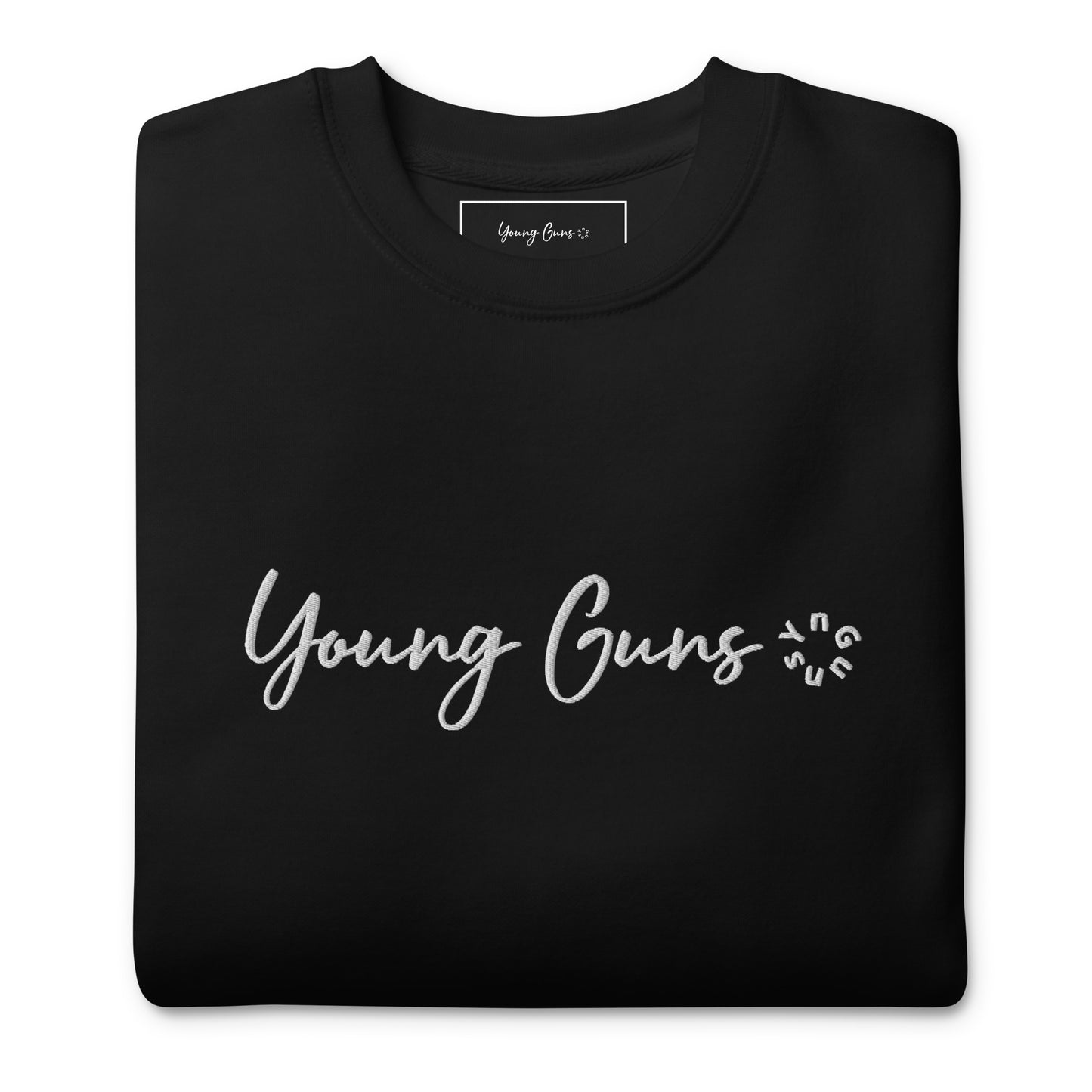 YnGuns™ 优质白色刺绣“Young Guns”运动衫