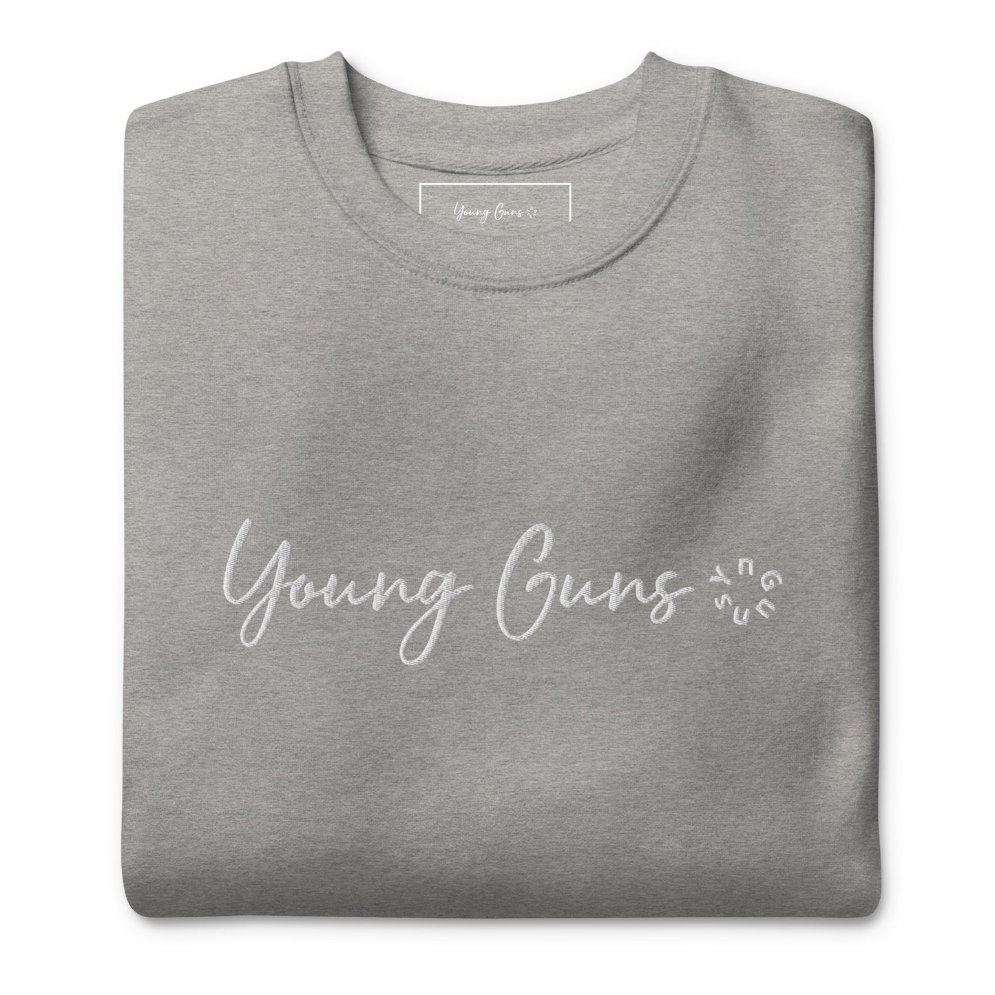 YnGuns™ Premium White Embroidered "Young Guns" Sweatshirt