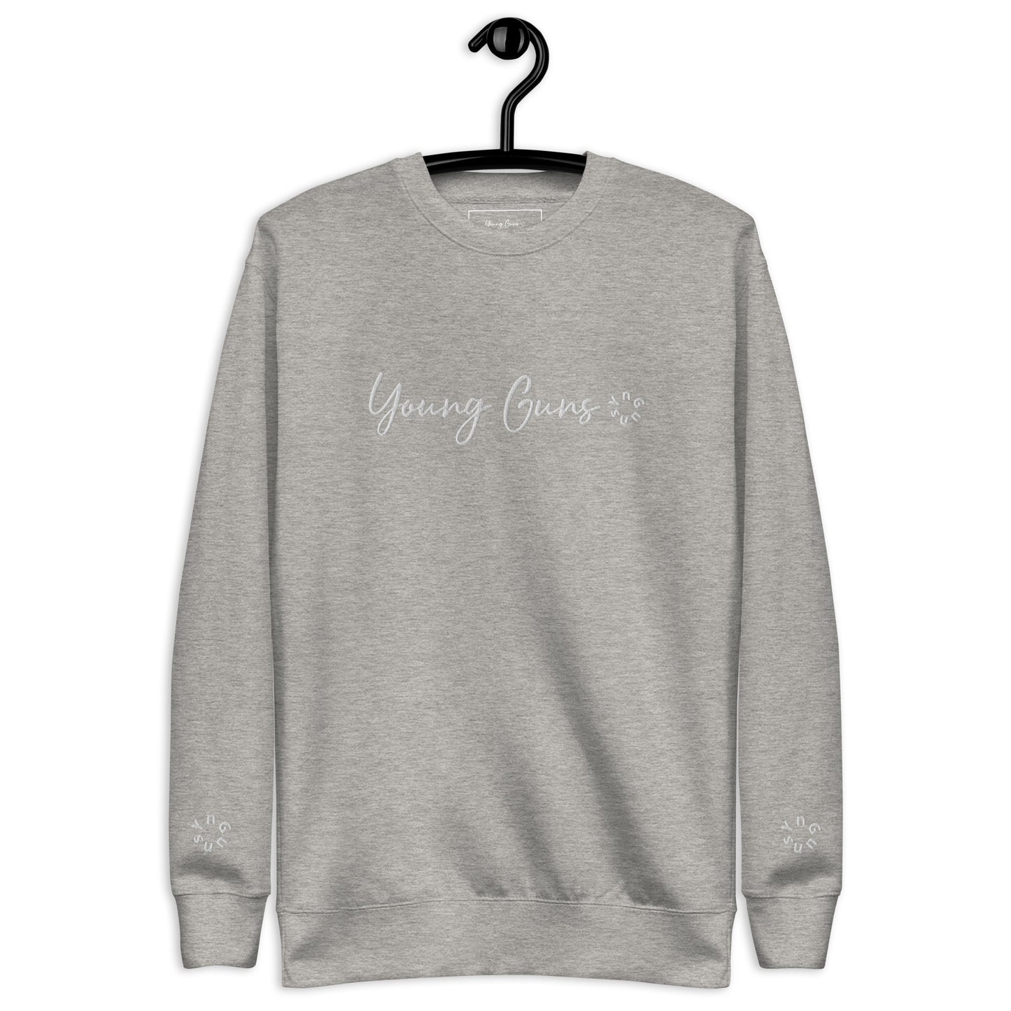 YnGuns™ Premium White Embroidered "Young Guns" Sweatshirt