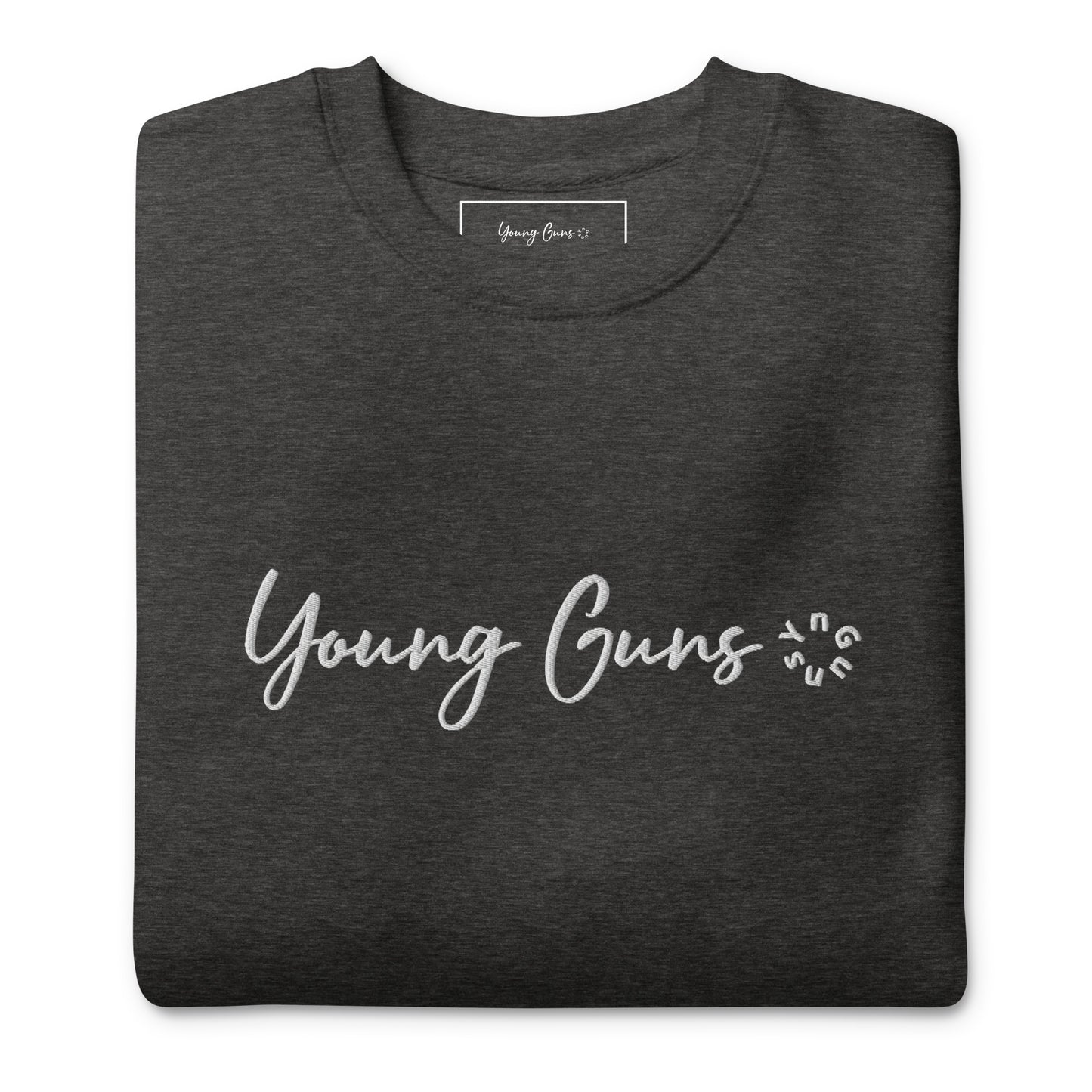 YnGuns™ Premium White Embroidered "Young Guns" Sweatshirt