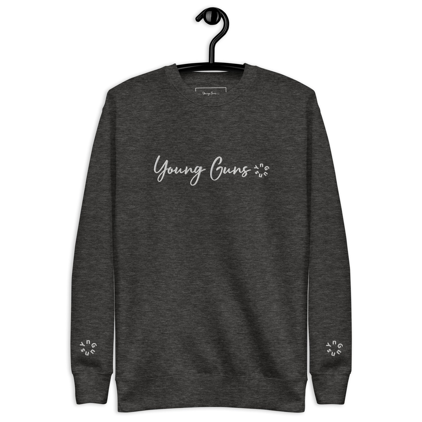 YnGuns™ Premium White Embroidered "Young Guns" Sweatshirt