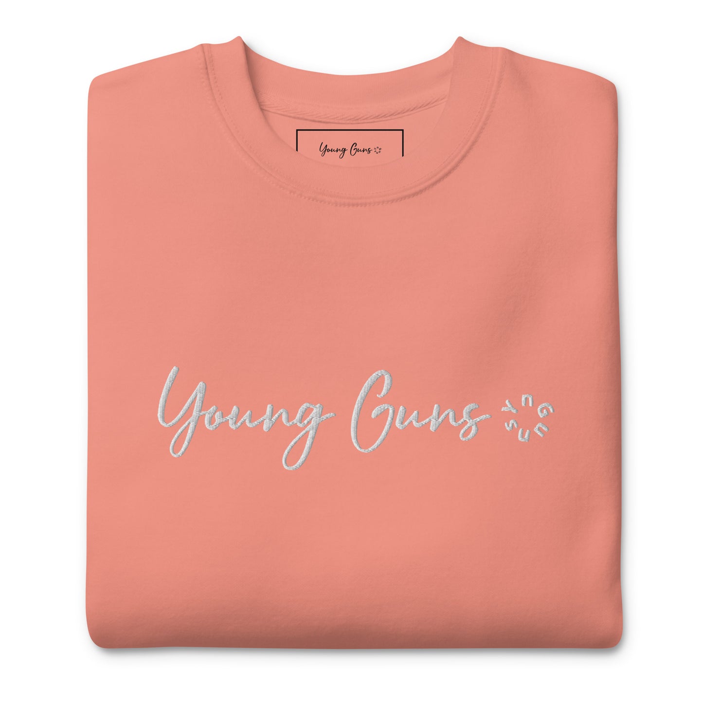 YnGuns™ Sudadera blanca premium con bordado "Young Guns"