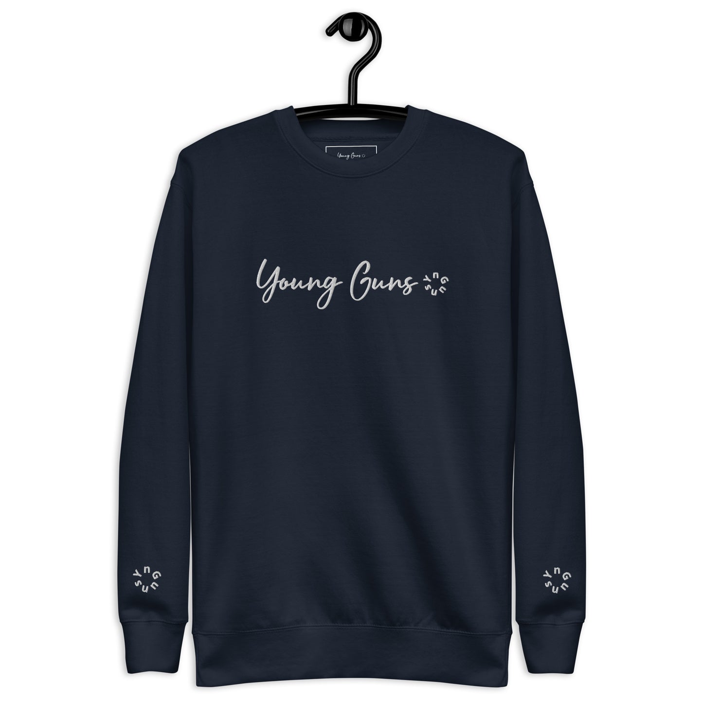 YnGuns™ Premium White Embroidered "Young Guns" Sweatshirt