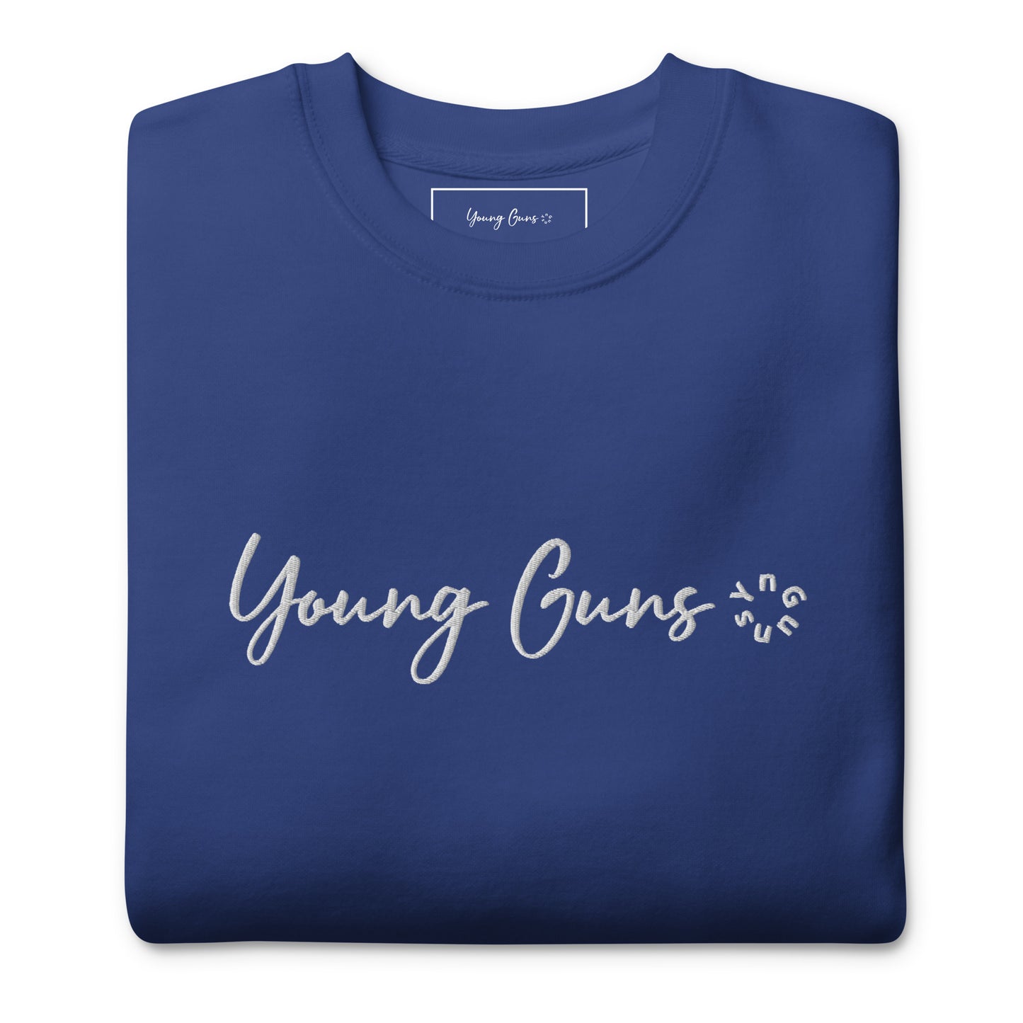 YnGuns™ 优质白色刺绣“Young Guns”运动衫